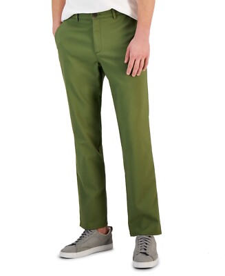 Alfani L106218 Men's Military Soil Green Flat Front Tech Pants