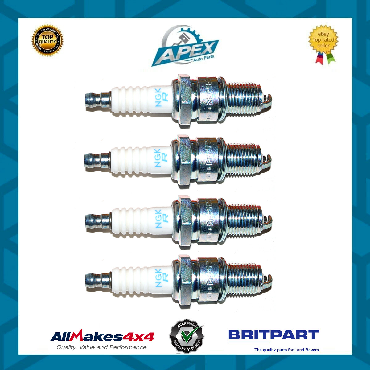 SPARK PLUG SET 7:1CR FOR LAND ROVER SERIES 2A/3 4CYL - PART NO RTC3570NGK X4