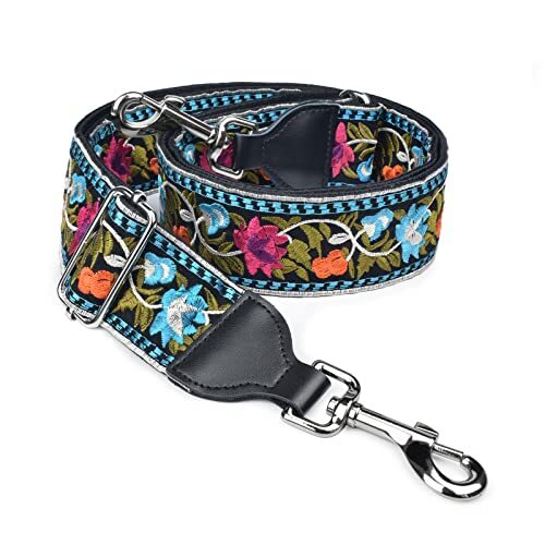 CLOUDMUSIC Handbag Strap Replacement Crossbody Strap Purse Blue Pink Flower