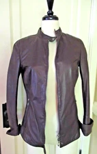 Gimo's Italy Cotton Lined  Brown Leather Lightweight Zip Front Jacket Sz 38/42