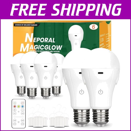 Wireless A19 MagicGlow Light Bulbs with Remote, Timer, and Hook - 15W Dimmable