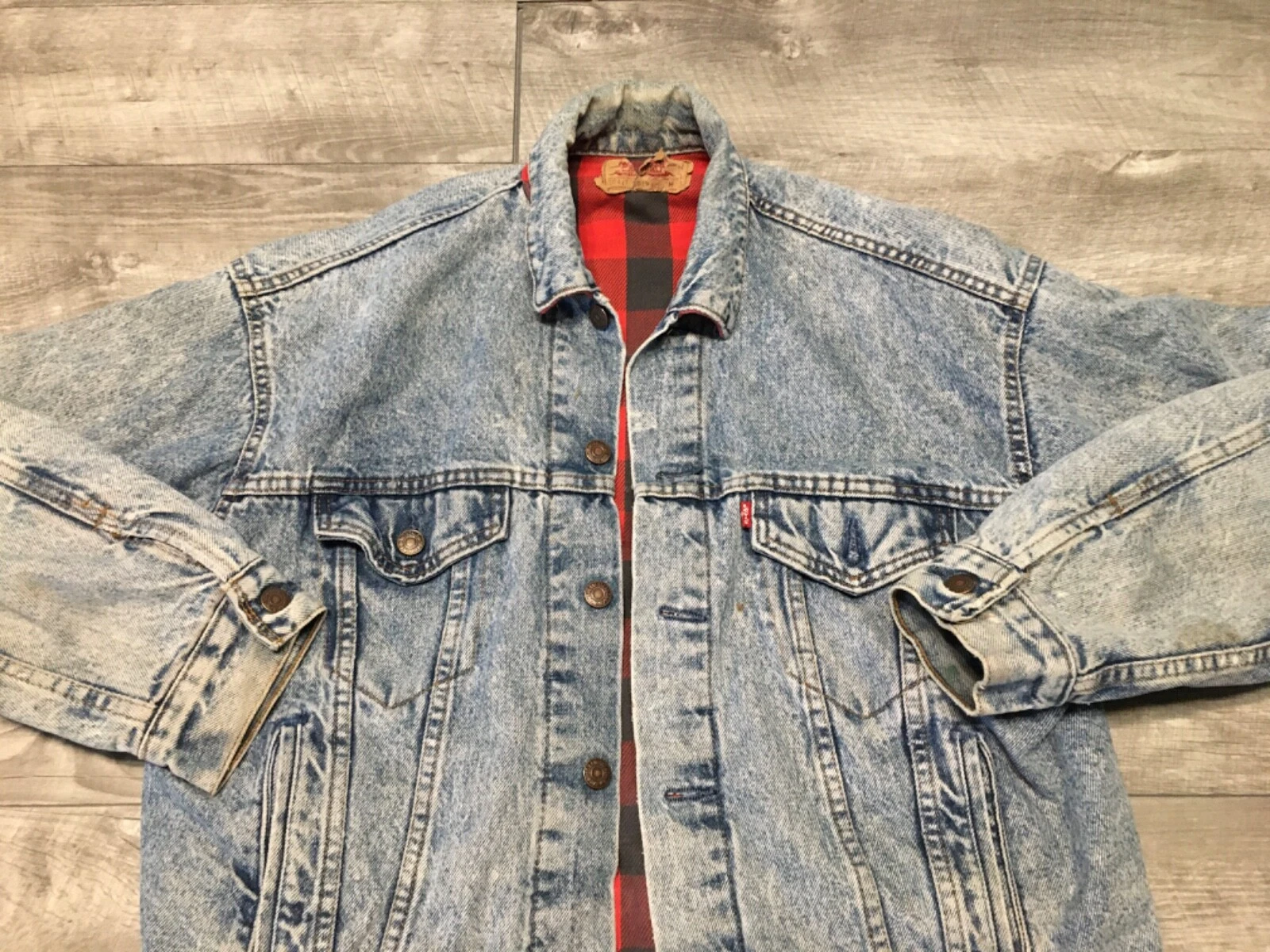 levis trucker plaid lined vintage jacket