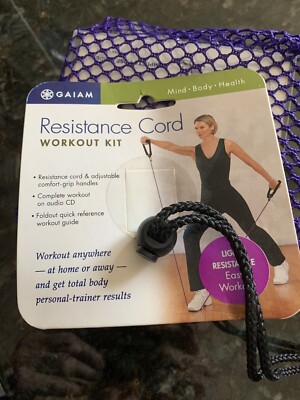 GAIAM Resistance Cord Workout Kit   Complete Workout On Audio CD Free Shipping