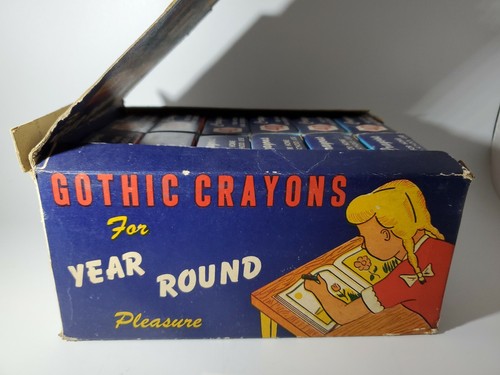 Vintage Gothic Hexagon Crayons 12 Boxes Full Store Display NEW RARE - Picture 7 of 12