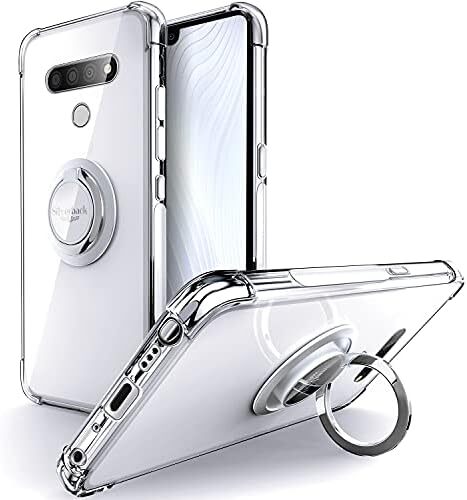 LG Stylo 6 Case Clear with Ring Kickstand, Protective Soft TPU Shock -Absorbing