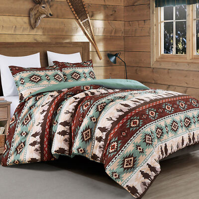 Chezmoi Collection Audun Southwestern Cowboys Aztec Printed Comforter Set