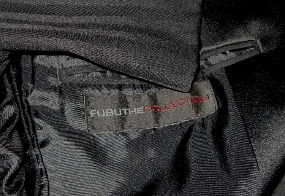 MENS~4 Button Formal Jacket~Size 40L~Black on Black Satin Stripes~ Clean - Image 2 of 3