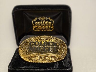 VINTAGE Golden Nugget Gambling Hall Las Vegas Nevada Casino Belt Buckle