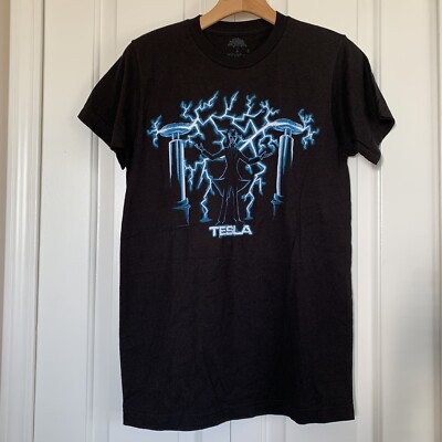 Tesla Electricity Black Graphic Shirt Sz S