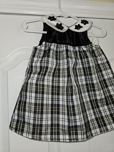 Nuevo con etiquetas Vestido a Cuadros Blanco y Negro Lots of Love para Niñas 12M NUEVO - Imagen 3 de 6