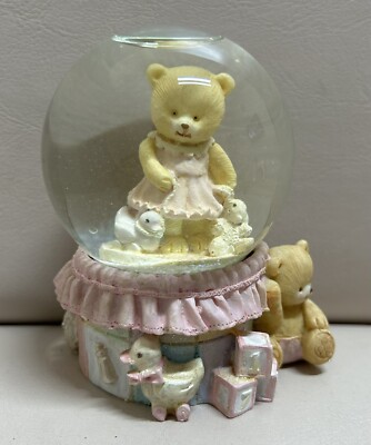 Vintage schönes Baby Geschenk Schneekugel Cherished Teddies mit Mini Teddy & Ente
