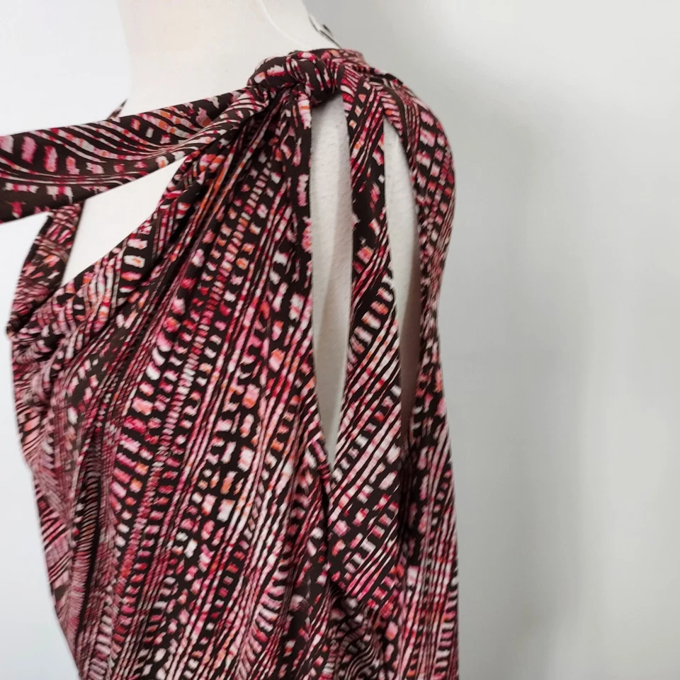 Camisa Merona Top Capucha Cuello Mujer Talla Grande 3X Sin Mangas Fluido Marrón Rosa Foto 4 de 4