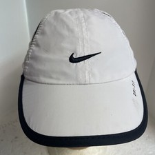 NIKE Ball Cap Toddler Adjustable White/ Black Dri-Fit Feather Light Logo Beach
