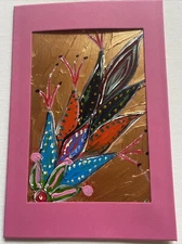 Abstract Flowers , 4/6 Hand Painted On Paper, Acrylic