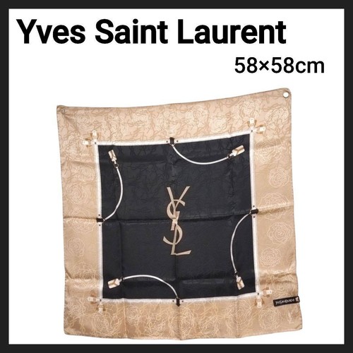 Yves Saint Laurent Unused Silk Cotton Scarf Handkerchief Rose YSL Logo 58×58cm - Picture 2 of 10