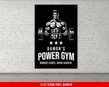 Custom Name Muscle Guy Motivational Home Gym Banner - Fitness Inspiration Decor