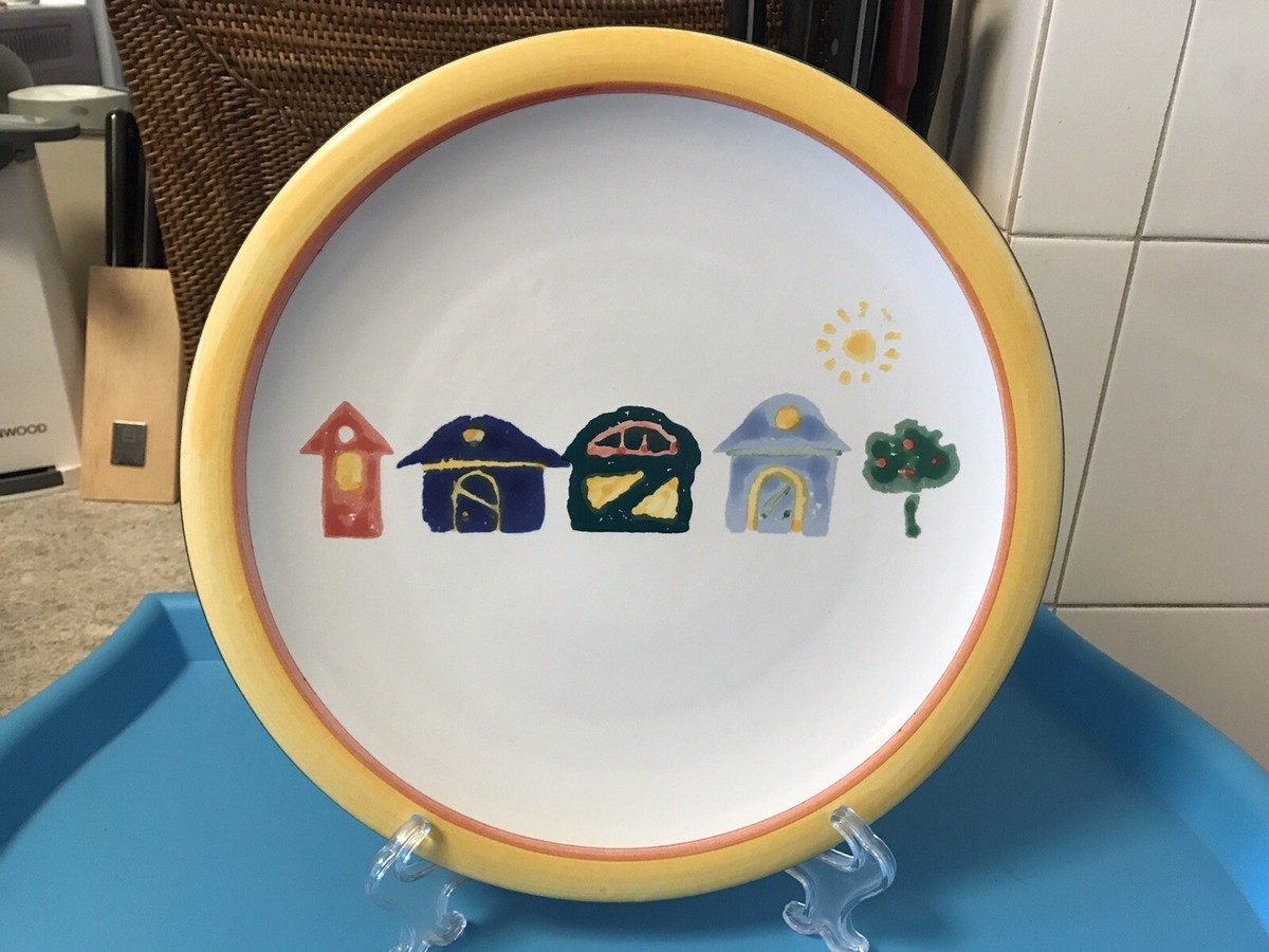 Christopher Vine Designs Hand Painted Houses Dinner Plate Made In