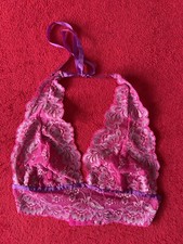 Small Frederick  s of Hollywood Purple Lace Tie Up Bralette