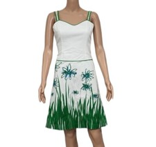Nine West green/white sleeveless floral Cotton dress Size 10