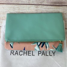 Rachel Pally Tropical Fold Over Reversible Clutch Purse Coral Mint Tassel Floral