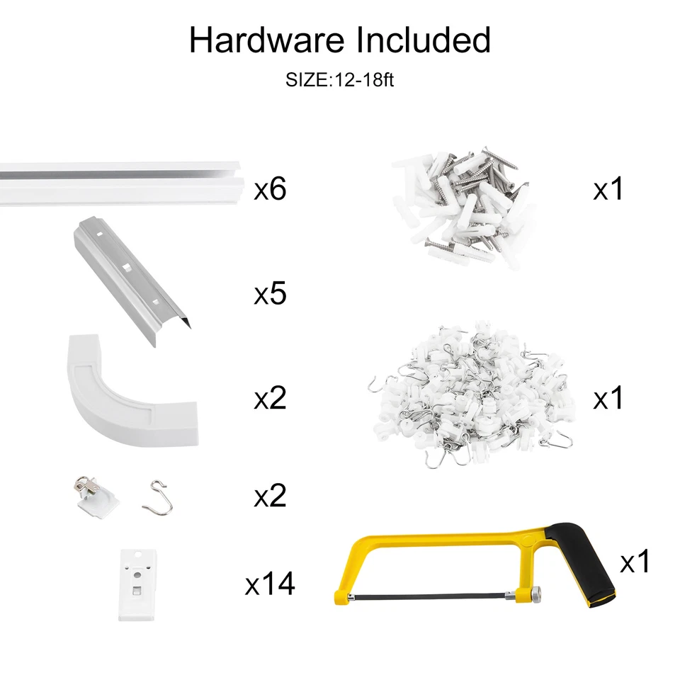 Juego de rieles de riel de cortina para divisor de techo privacidad 12 pies-18 pies de alta resistencia Foto 3 de 4