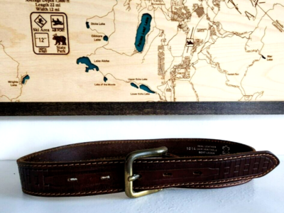 Vintage chocolate brown textured Genuine Leather belt Sz S-M  display picture 1