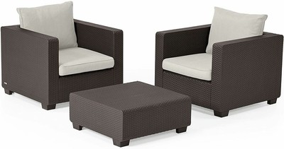 Keter Salta All Weather Outdoor Garden Wicker Rattan Patio Brown Furniture Set Ebay