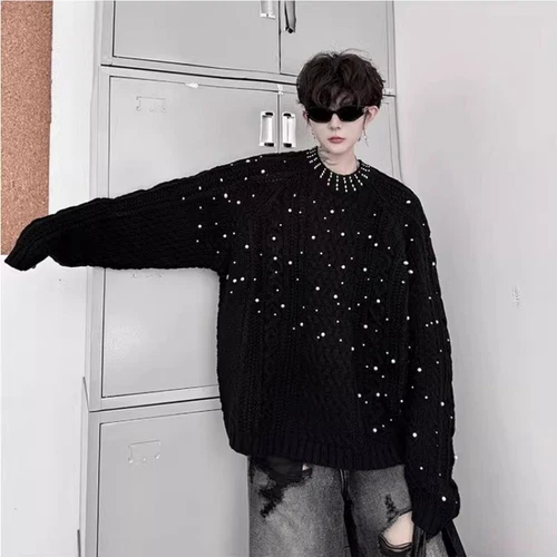 Korean men fashion pullover thick sweater loose casual warm coat video thumbnail