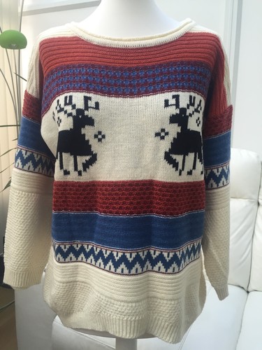 WOMENS CHRISTMAS JUMPER CREAM REINDEER 