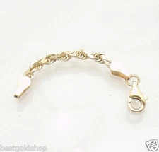 3mm Heavy Duty Solid Diamond Cut Rope Chain Necklace Extender  10K Yellow Gold