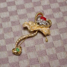 LARGE NEW EIGHTEEN CARAT YELLOW GOLD GEMSTONE FLOWER BROOCH/PIN MUST SEE!