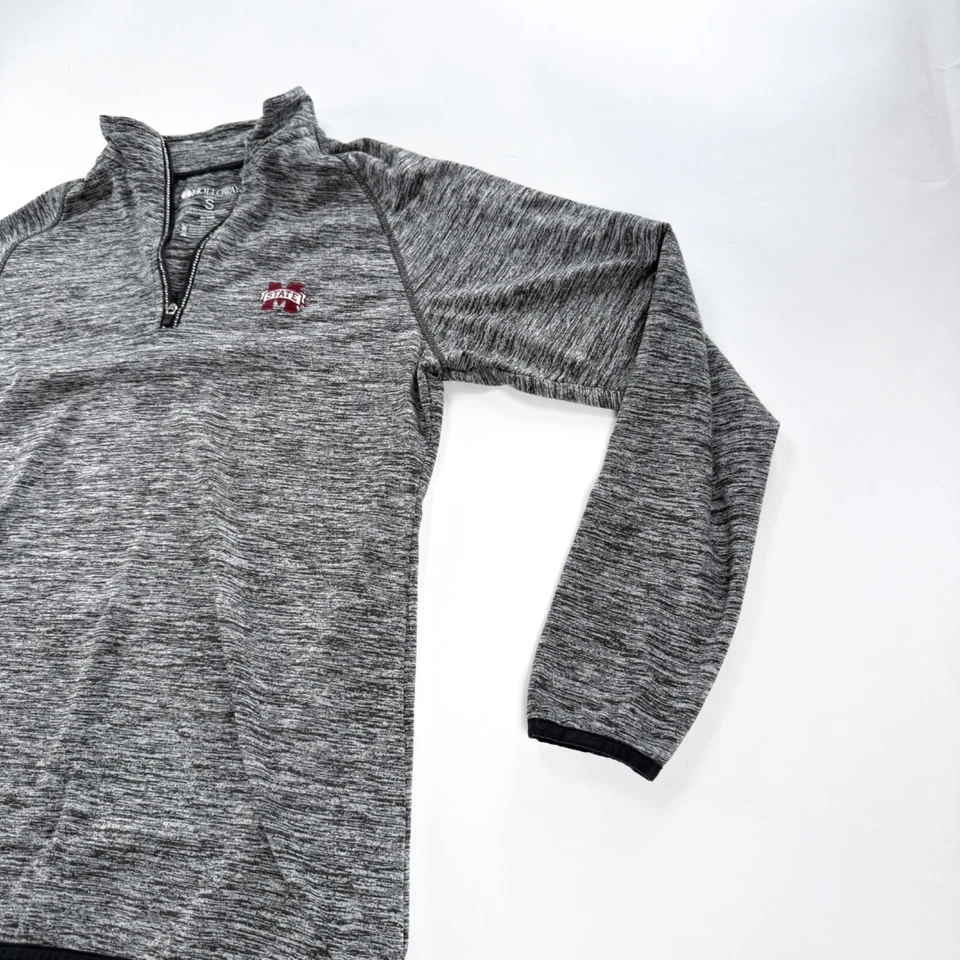 Camisa Pullover Mississippi State Bulldogs MSU Mujer Pequeña Gris 1/4 Cremallera Foto 3 de 4
