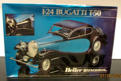 VTG Heller Humbrol Bugatti T-50 Model Car Kit Unassembled 1:24 OB NEW SEALED KIT