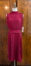 New Nanette Lepore Size 12 Moroccan Rose Pleated Sleeveless Midi Dress High Neck