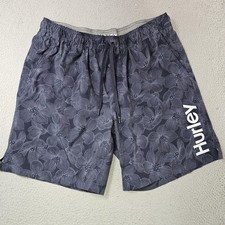 Hurley Swim Shorts Mens 2XL Navy Floral Lined Quick Dry Pockets Elastic Waist