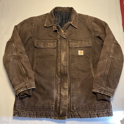 Vintage Carhartt C26 DKB Dark Brown Workwear Canvas Chore Jacket Men s large