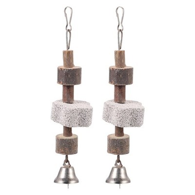 2Pcs Pet Hamsters Chew Stone Wood Pendant Molar Toy for Bunny Rabbit Guinea Pigs
