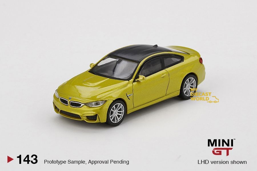Mini GT 1:64 #143 BMW M4 (F82) Austin Yellow Metallic MGT00143