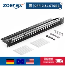 ZoeRax 24-Port RJ45 Shielded Blank Patch Panel 1U 19" Cable Management
