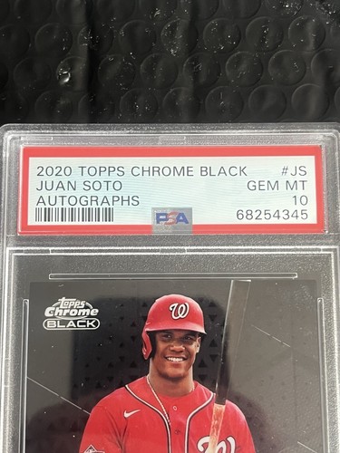 2020 Topps Chrome Black Juan Soto Auto On Card CBA-JS Nationals PSA 10 Gem Mint - Picture 4 of 4