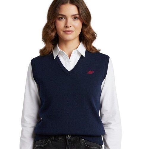 Jaeger, EUC Vintage Jaeger London Navy Washable Lambswool Pullover V-neck Vest Fits Wm L
