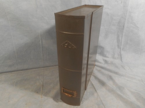 VTG Asco Art Steel Co Industrial Metal Book Storage Box w/Latch Industrial Gray