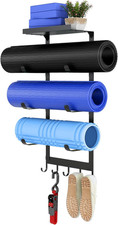 Yoga Mat Holder Wall Mount, Black Yoga Mats Storage Rack, Home Gym Storage with