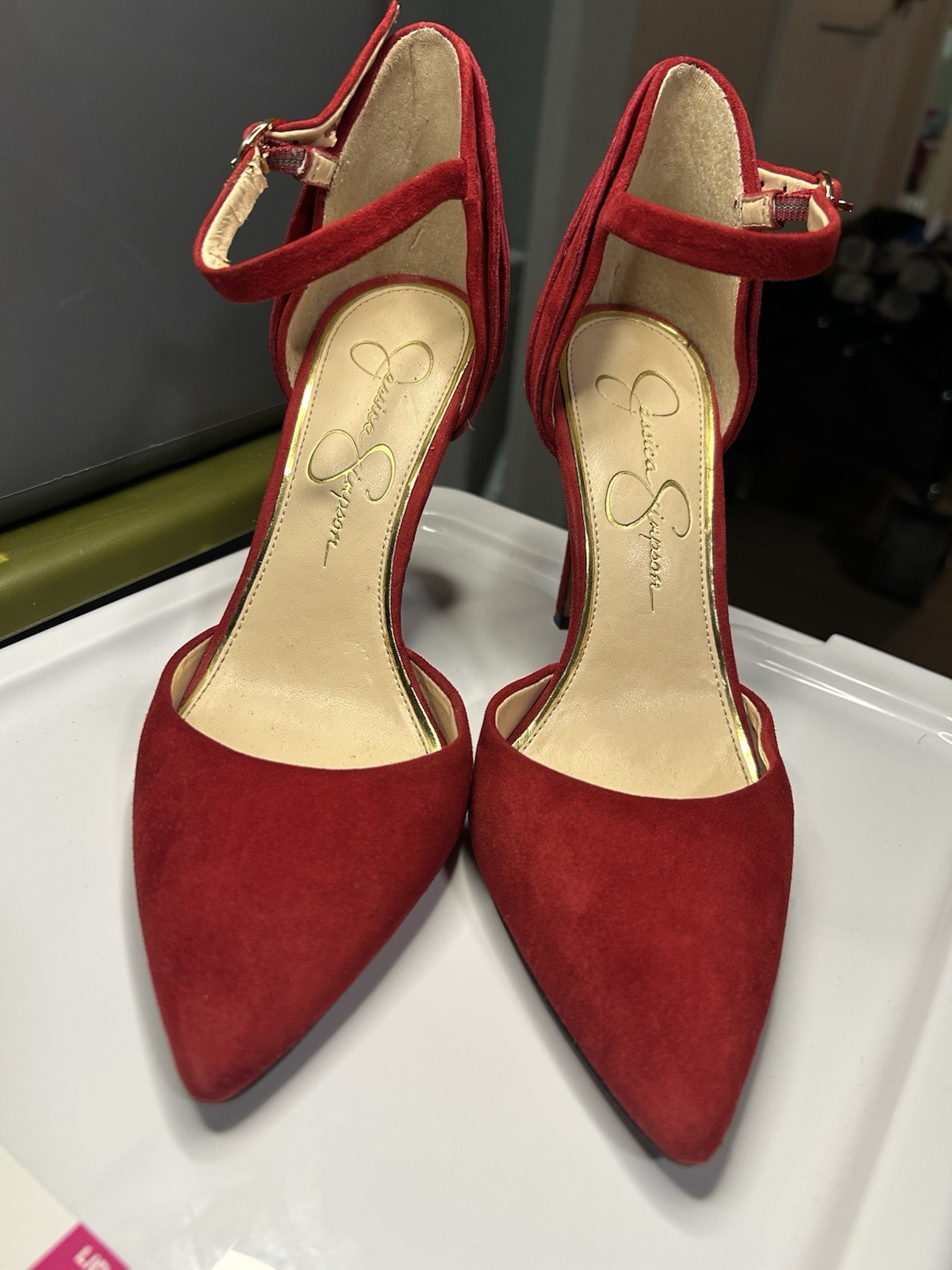 Jessica Simpson Red Lipstick Heels Dress Pumps Heels Suede Size 6