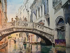 Original Venice, Italy Landscape Painting by Jay Jack Jung (b. 1955) Signed, COA