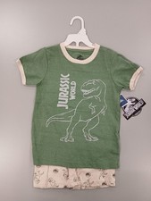 Boys Jurassic World 2 Piece Knit Shorts T-Shirt Outfit Size 6 New