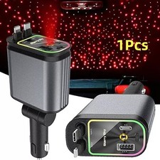 4 in 1 Retractable Car Charger - Starlight in Car Roof Fast Car Phone Charger