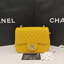 Chanel Classic Flap Square Bag Crossbody Bag Yellow Caviar Leather [Duties Paid]
