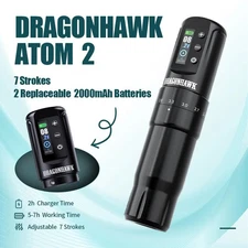 Dragonhawk Atom2 Wireless Tattoo Machine Ki 7 Strokes Mcore-A3 Rotary Pen PMU