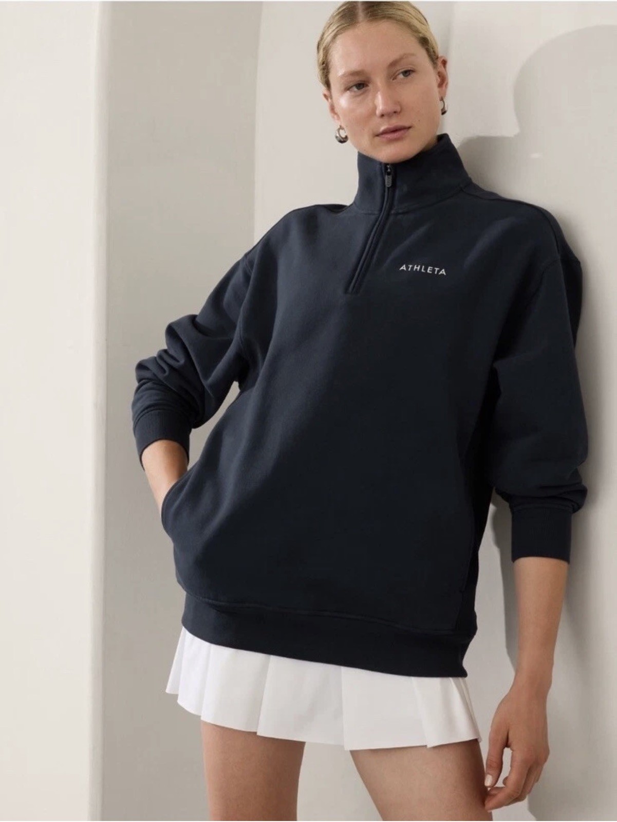 Athleta Forever Fleece 1/4 Zip Sweatshirt Size M